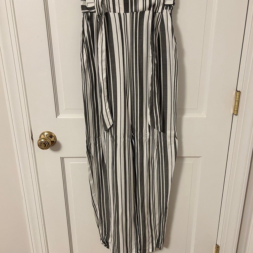 Black and White Striped Maxi Skirt
